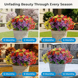 Auihiay 14 Bundles Outdoor Flowers UV Resistant, Real UV Resistant, Artificial Flowers for Outdoor, Faux Plants for Spring Summer Decoration, Porch Patio Yard Garden Window Box Pot Planters