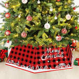 Christmas Tree Collar Buffalo Plaid, Christmas Tree Base Cover, Fabric Hexagon Tree Base Skirt with Six Patterns, Christmas Tree Base Bottom Stand Cover with 31In Diameter for Tree Decoration