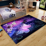 Sunnycitron Purple Butterfly Area Rugs Girls Player Rug Room Decor Teens Room Mat Carpet Decor for Bedroom Living Room Playroom Carpet (59"x39")