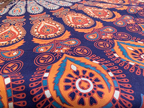 raajsee Blue Orange Tapestry Mandala Wall Hanging- Wall Tapestries For Bedroom - Aesthetic Tapestrys -Queen (82x92 Inches / 208x232 Cms)