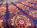 raajsee Blue Orange Tapestry Mandala Wall Hanging- Wall Tapestries For Bedroom - Aesthetic Tapestrys -Queen (82x92 Inches / 208x232 Cms)