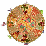 Indian Bohemian Patchwork Pouf Cover Ottoman Vintage Pouffe Moroccan Round Cover