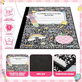5x7.6 ft Composition Notebook Classroom Rug Black and White Educational Area Mat Composition Book Play Carpet Back to School Learning Mat for Preschool Nursery Kindergarten(Black White Notebook)