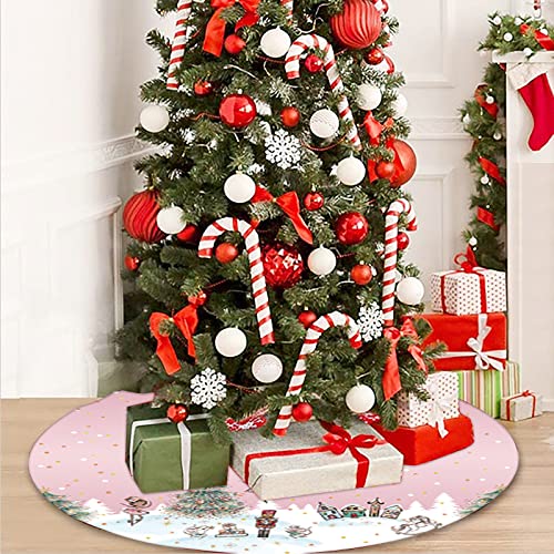 Christmas Tree Skirt Pink Dancer Print Tree Skirt 48inch Xmas Winter Tree Skirt for Christmas Indoor Outdoor Decorations