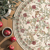 jinchan 8ft Round Rug Floral Vintage Washable Area Rug, Red/Green