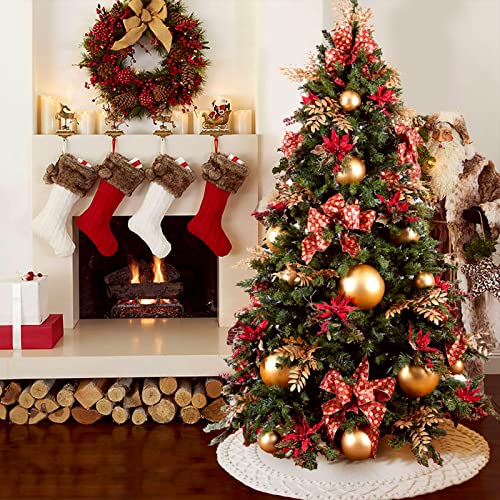 NIBESSER White Knit Tree Skirt 48" - Ivory Knitted Christmas Tree Skirt Mat for Home Party Holiday Ornaments Christmas Decorations