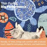 jinchan 5ft Coastal Round Rug Washable Kids Rug Colorful Fish Mat Blue
