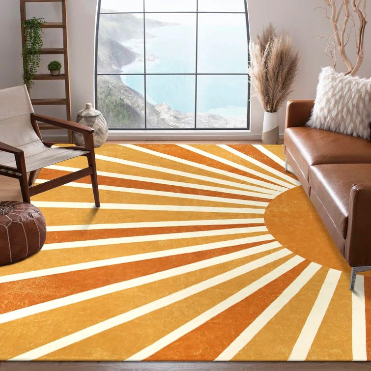 Lahome Colorful Rainbow Sun Area Rug 8x10, Boho Print