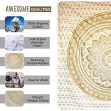 raajsee Top Selling Original Gold Mandala Ombre Tapestry Wall Hanging, Boho Bohemian Hippie Tapestries/Indian Cotton Dorm Decor Golden Twin Bedspread/Meditation Yoga Mat Rug 52x60 inches