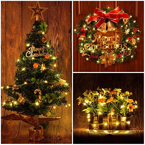 Battery Operated Starry Lights - 18FT 50 Micro LEDs, Warm White, Waterproof, Christmas Tree, Wreath, DIY Wedding