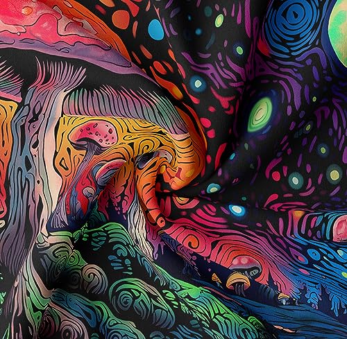 Tapzen Moon Stars Colorful Plant Tapestry for Bedroom Aesthetic Fantasy Forest Boho Wall Hanging (40 x 30 inches)