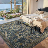 jinchan 8x10 Floral Vintage Washable Large Living Room Area Rug, Blue/Green