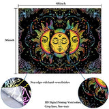Lifeella Blacklight Sun and Moon Tapestry, UV Reactive Burning Sun Tapestries Glow in Dark Aesthetic Mystic Wall Hanging Colorful (Mutil, 36"×48" (90×120cm))