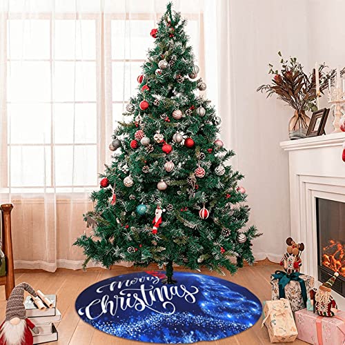Christmas Tree Skirt Merry Christmas Blue Snow Tree 36 Inch for Xmas New Year Nightmare Before Christmas Decorations Lobby Home
