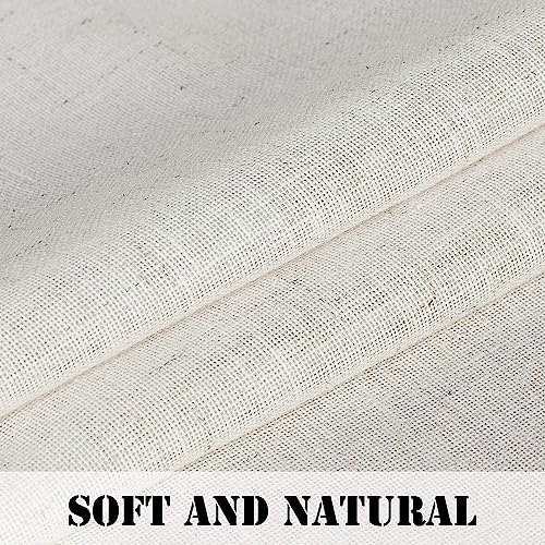 H.VERSAILTEX Natural Linen Tab Top Curtains 84 Inch Length for Living Room 2 Panel Drape Semi Sheer Neutral Country Rustic Farmhouse Boho Curtain Bedroom Muslin Look Light Filtering, Heathered Natural