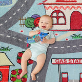 LIVEBOX Large Playroom Rug 5'x7' Kids Play Mat for Classroom, Road Traffic Carpet for Boys Girls Playing Cars Toys, City Life Nursery Car Rug for Toddlers Bedroom Kids Room