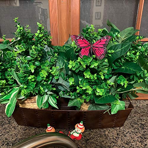 8 Bundles Outdoor Artificial Boxwood UV Resistant Fake Stems Plants, Faux Plastic Greenery for Indoor Outside Hanging Plants Garden Porch Window Box Home Wedding Farmhouse Décor