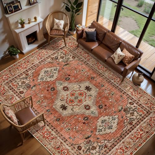 Tangsoo Boho 9x12 Washable Area Rug for Living Room,Non Slip Large Area Rug