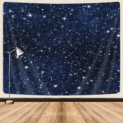 GOAOK Outer Space Galaxy Tapestry, Dark Blue Starry Night Sky Stars Moon Ceiling Tapestries, 60"X40"Inch Fantasy Cosmic Universe Celestial Small Tapestry Wall Hanging for Bedroom Room Dorm