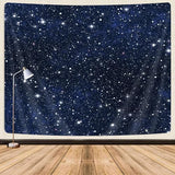 GOAOK Outer Space Galaxy Tapestry, Dark Blue Starry Night Sky Stars Moon Ceiling Tapestries, 60"X40"Inch Fantasy Cosmic Universe Celestial Small Tapestry Wall Hanging for Bedroom Room Dorm