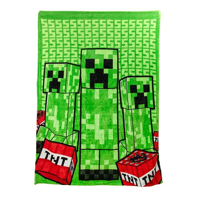 Paladone Minecraft Creeper 2-in-1 Cushion Blanket – Officially Licensed Microsoft Travel Blanket, Foldable Soft Fluffy Throw, Compact Design for Living Room or Bedroom Decor, 120cm x 150cm