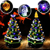 117Pcs Replacement Lights Bulbs/Tree Pegs for Halloween Ceramic Trees Including Skull/Pumpkin Head/Spider & 2Pcs Themed Tree Tops (Including Bat/Triple Pumpkin)