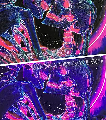 TUGCAY Blacklight Skull Tapestry Glow in the Dark Tapestry Kissing Lovers Tapestries Skeleton Neon Trippy Moon Stars Vertical Posters Wall Hanging Decor for Bedroom Aesthetic – 51.2” x 59.1”
