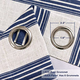 DriftAway Chris Linen Blackout Curtains with Thermal and Sound Reducing Layer 84 Inches Long for Bedroom Striped Printed Drapes Thermal Insulated Lined Window Treatments for Living Room Dark Blue