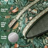 Kitchen Runner Rugs Washable, Boho Floral Hallway Runner Rug 8ft, Botanical Birds Indoor Floor Carpet for Entryway Laundry Bedroom Bedside, Dark Green