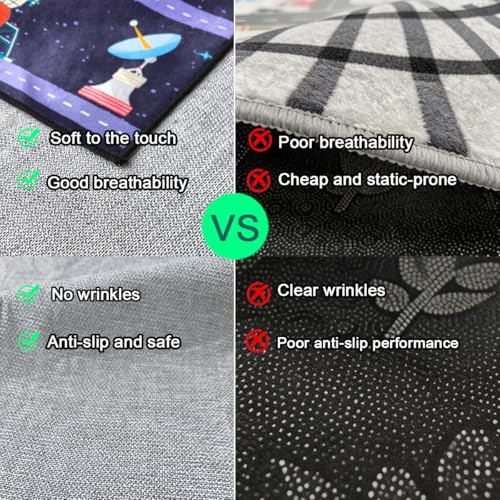 Outer Space Kid Rug，Boys Car Rug for Kids Toy Cars Have Fun Safely, Non-Slip Educational City Road Rugs Carpets for Kid Room Bedroom（47×31 in