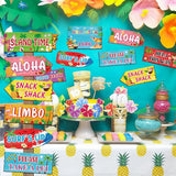 24 Pieces Luau Party Decorations Hawaiian Party Welcome Directional Sign Summer Tropical Party Sign for Luau Hawaiian Theme Party Decorations Birthday Party Supplies
