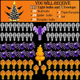 117Pcs Replacement Lights Bulbs/Tree Pegs for Halloween Ceramic Trees Including Skull/Pumpkin Head/Spider & 2Pcs Themed Tree Tops (Including Bat/Triple Pumpkin)
