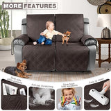 TAOCOCO 100% Waterproof Oversized Loveseat Recliner Cover, Non Slip Split Couch Covers for Reclining Loveseat with Elastic Straps for Kids Pets(Oversized 2 Seater, Chocolate)