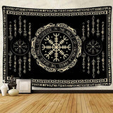 F-FUN SOUL Nordic Vikings Tapestry, Large 40x30inches Soft Flannel, Vegvsir Symbol Amulet Celtic Rune Scandinavian Aesthetic Mythology Tapestry Wall Hanging for Bedroom Living Room Decor GTZYFS1738