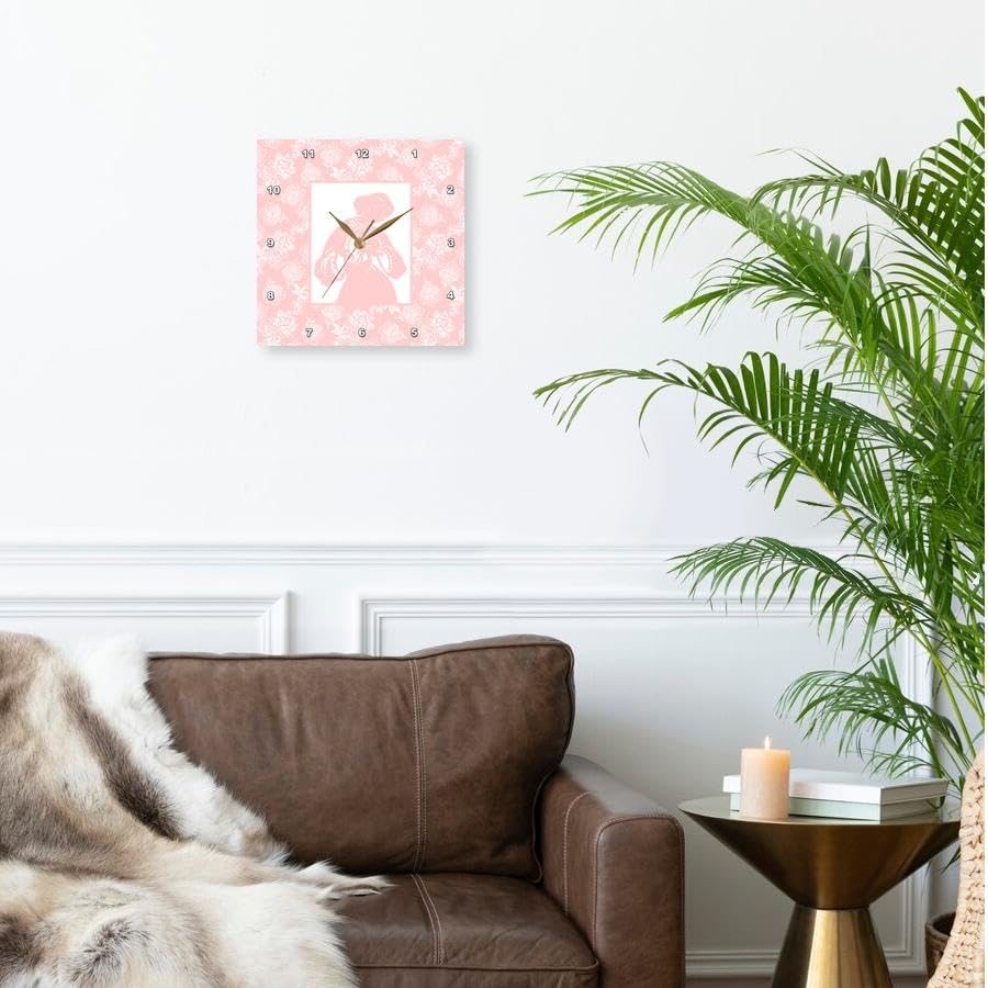 3dRose Wall Clock Silent - 15 inch - Breastfeeding Mother on Pink and White Background - Nursery Designs