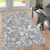 Pauwer Vintage Area Rug 3x5, Non Slip Distressed Entry Throw Rug, Grey