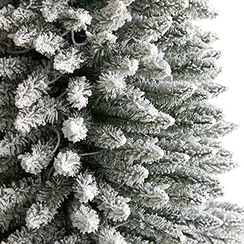 Nearly Natural 11ft. Flocked Pencil Artificial Christmas Tree with 850 Clear Lights and 1435 Bendable Branches