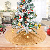 Christmas Tree Skirt 24 Inch Gold Sequin Tree Skirt Small Tree Skirt for 4 Foot Tree Christmas Decorations