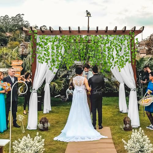 DearHouse 84 Feet 12 Strands Artificial Ivy Leaf Plants Vine Hanging Garland Fake Foliage Flowers Home Kitchen Garden Office Wedding Wall Decor, Green