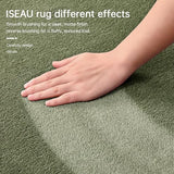 ISEAU Oval Bedroom Rug 2.6x5 Non-Slip Washable Runner Rug for Hallway Green