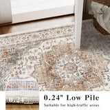 2x6 Vintage Runner Rug Low Pile Runners Non-Slip Machine Washable Rug Retro Distressed Print Lightweight Carpet for Hallway Kitchen Living Room Bedroom Laundry Room