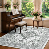5x7 Washable Area Rug for Living Room, Light Grey