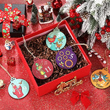 12 Pieces 12 Days of Christmas Ornaments Wooden Set 3.15 Inch Colorful Xmas Twelve Days of Christmas Hanging Ornaments for Xmas Tree(Round Style)