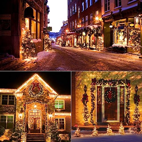 BrizLabs Clear Christmas Lights Outdoor 300 Count 69.6ft Incandescent Christmas Lights Connectable Warm White Light String UL Certified Xmas Mini Light Green Wire for Indoor Tree Holiday Party Decor