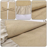 Summer Burlap Tree Skirt 48'', Large Tree Skirt with Ruffle Border, Rustic Farmhouse Decorations Tree Ornaments, Brown Linen Tree Mat for Wedding Boho Coastal Holiday Party Decor