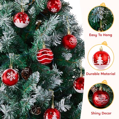 Joiedomi 24 Pcs 2.3” Red & White Christmas Ball Ornaments, Shatterproof Plastic Christmas Tree Ornaments, Hanging Decor for Wreath Garland Party Weddings Holidays