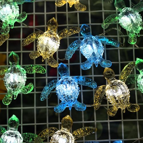 Sea Turtle String Lights 10FT 30 LED, Turtle Fairy Lights USB or Battery Operated with Remote, Ocean Beach Nautical Decor Lights for Bedroom, Kids Room, Coastal Party Decoration