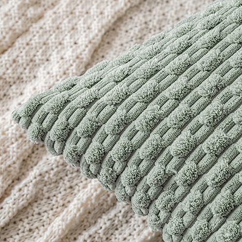 MIULEE Lumbar Decorative Throw Pillow Covers 12x20 Greyish Green Corduroy