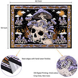 Uspring Mushroom Skull Wall Tapestry - Skeleton Leaves Hippie Large Purple for Bedroom, Wall Hanging (59.1 x 82.7 inches)