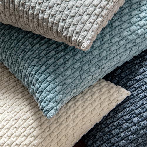 MIULEE Lumbar Decorative Throw Pillow Covers 12x20 Cream White Corduroy